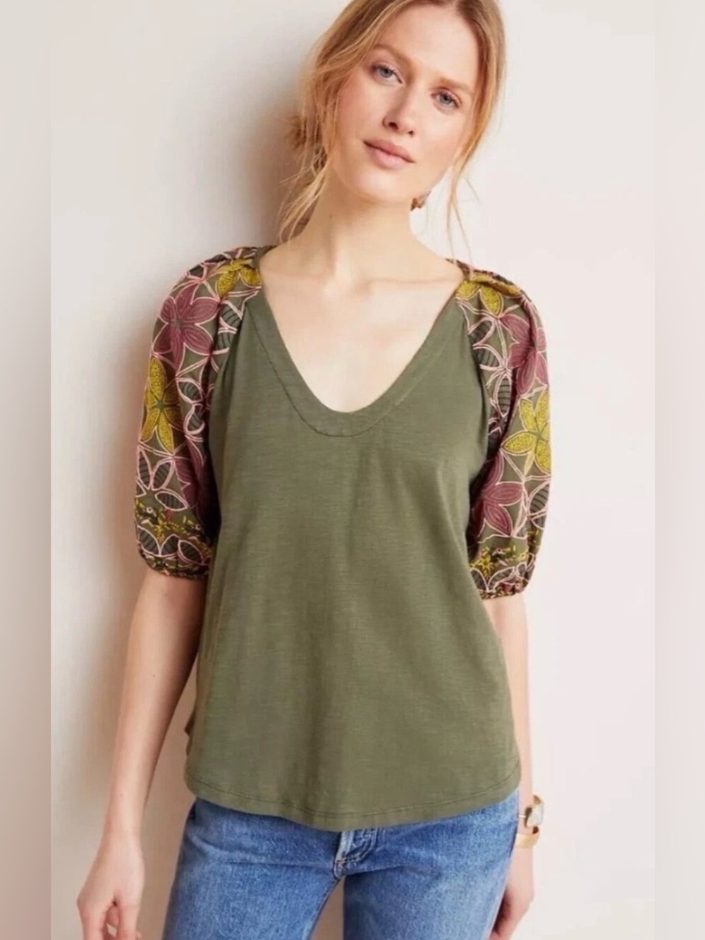 Anthropologie Maeve 💚 🍂 Bridey Embroidered Top size Small